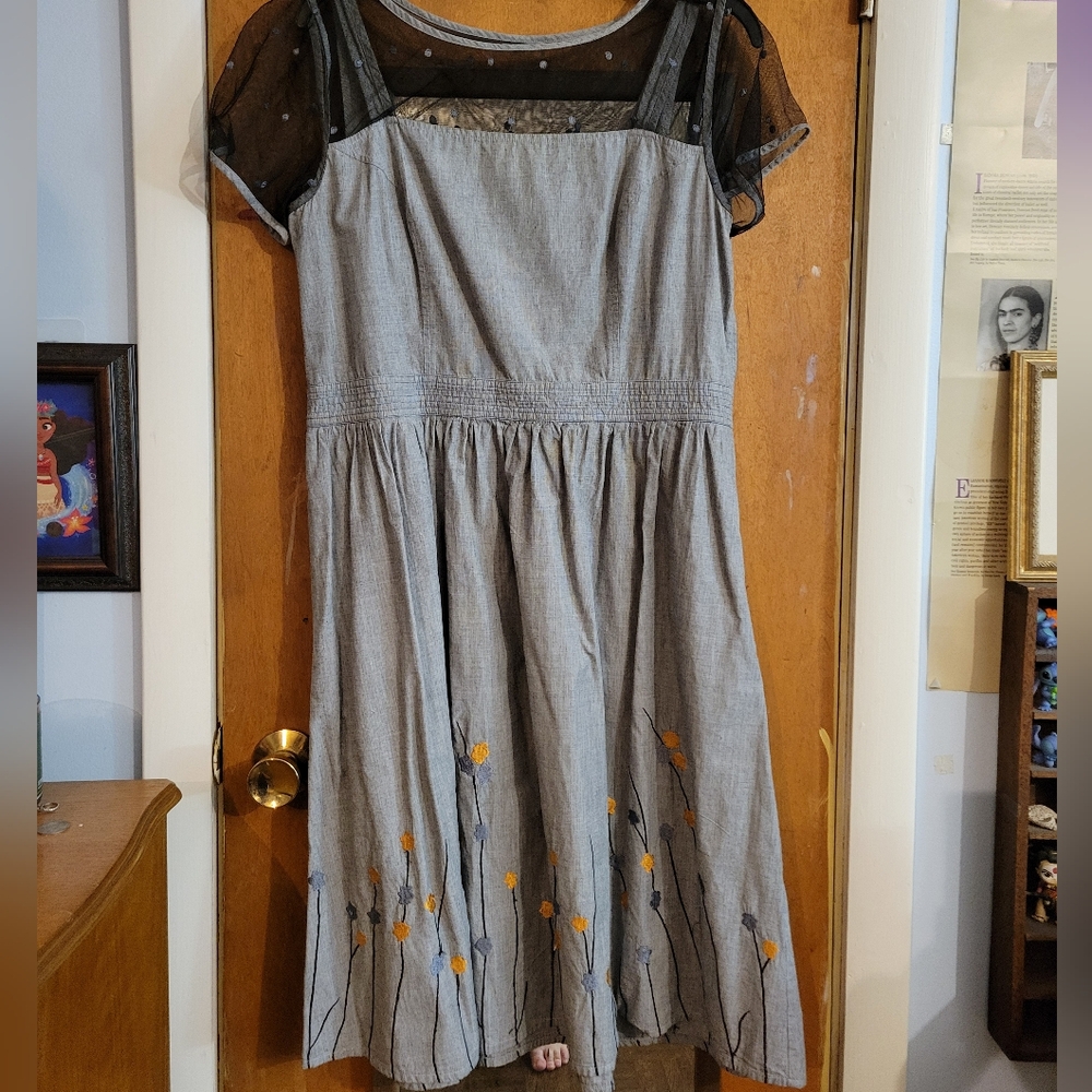 Gray Cotton Midi Dress Eshakti